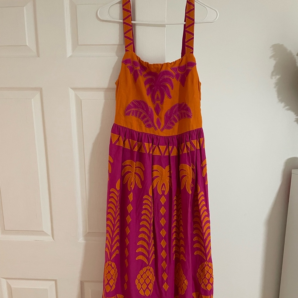Farm Rio Pineapple Love Cutwork Dress Medium